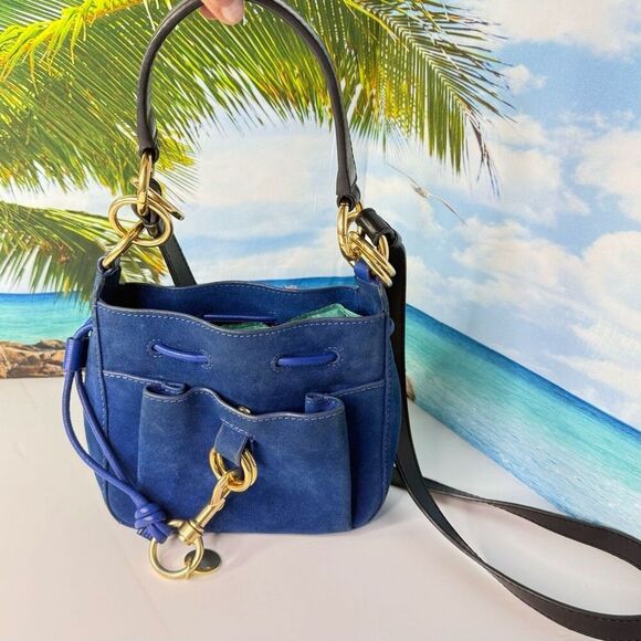 See by Chloé Mini Blue Suede Leather Crossbody Bag - Picture 1 of 16